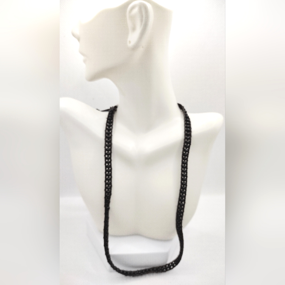 Fashion Obsidian Black Beads Leather Necklace 20$